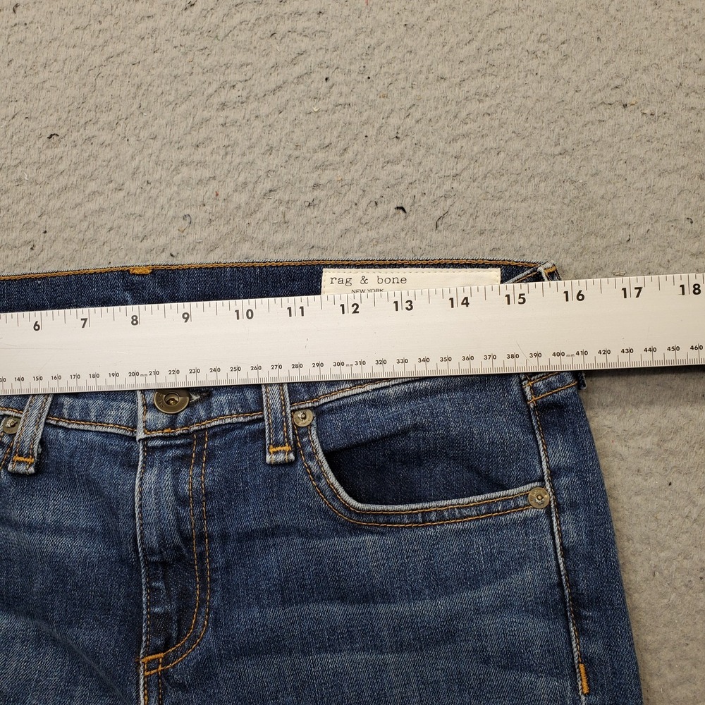Rag & Bone Dre Capri Jeans Womens 27 Blue Denim Raw Hem Double Stitch 5-Pocket - Picture 6 of 11